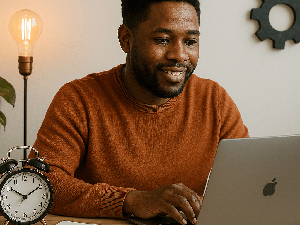 A man working on his Mac to depict productivity